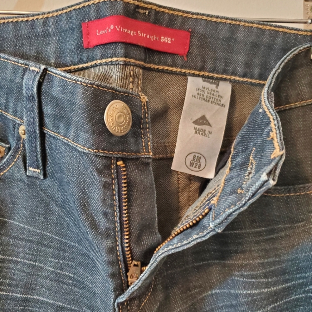 Levi's Vintage Straight 562 Mid Rise Denim Blue Jeans - Size 6M W28 - Picture 4 of 8